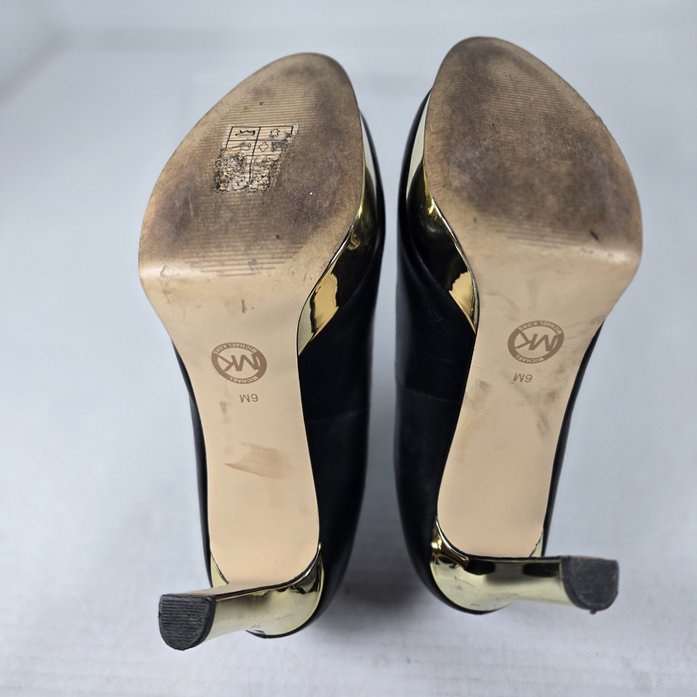 Michael Kors Chantal Black and Gold 4" Platform Pumps Heels Women's Size 6 - Picture 7 of 10